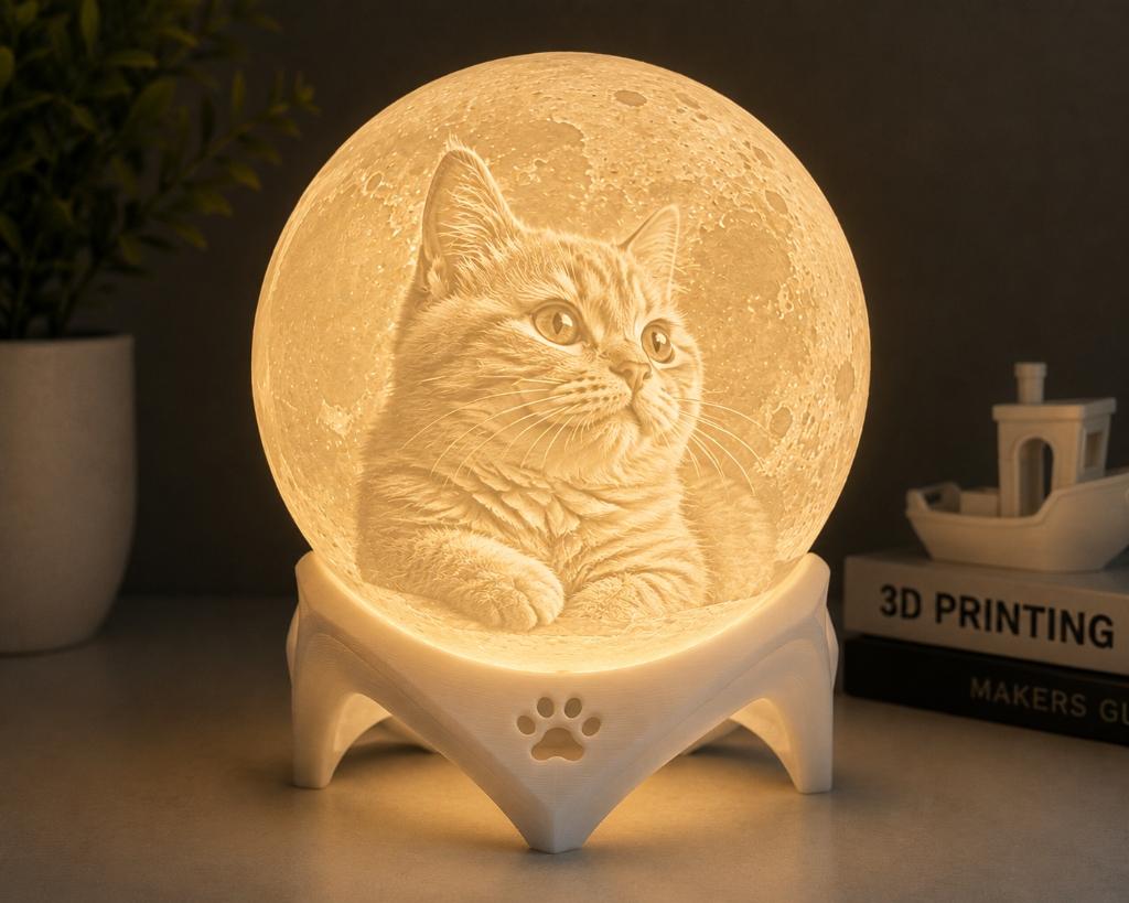 Custom Photo Lithophane Moon Lamp thumbnail 2