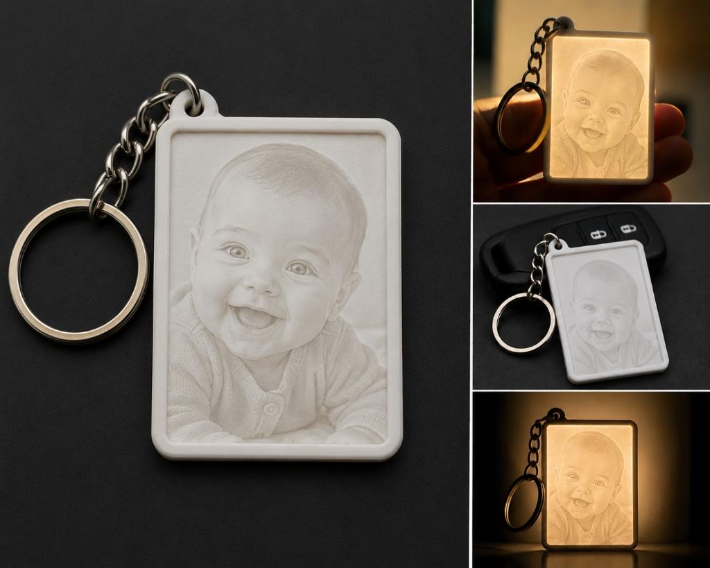 Custom Photo Lithophane Keychain View 1